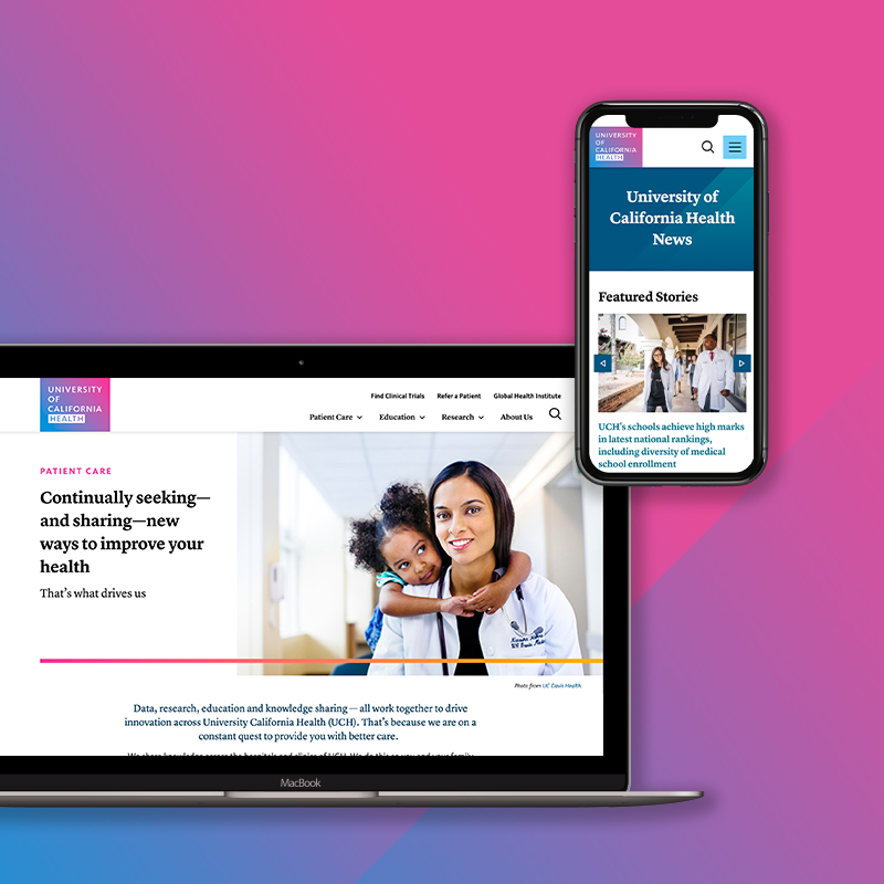 University of California Health, laptop and phone mockup