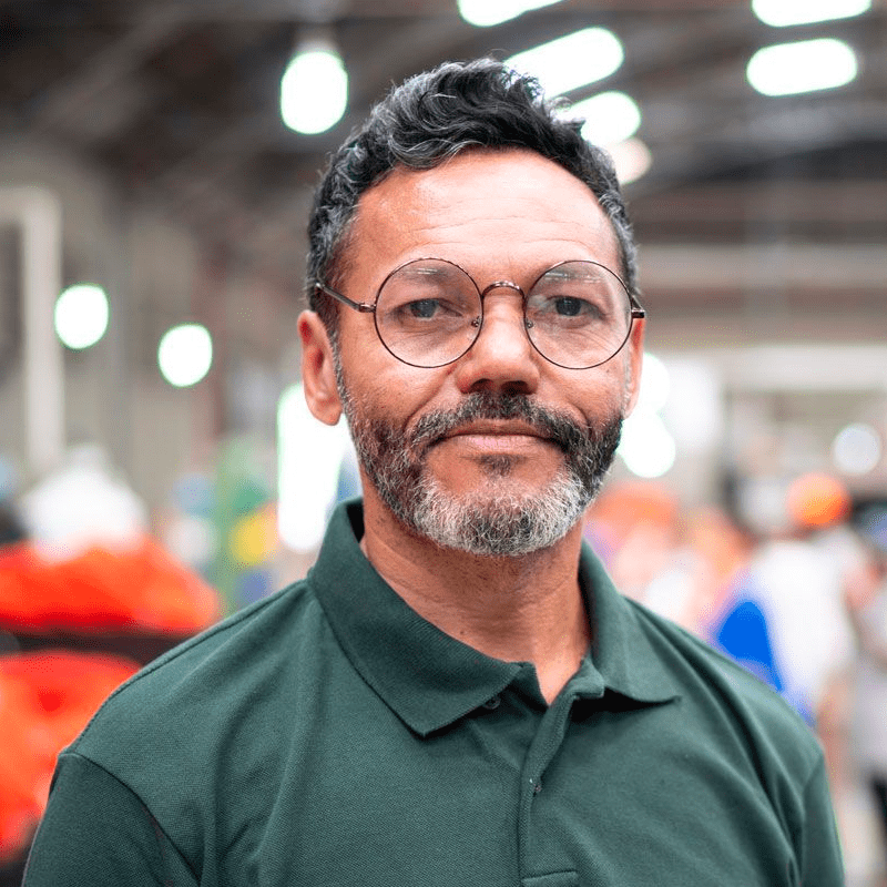Adult man in a warehouse