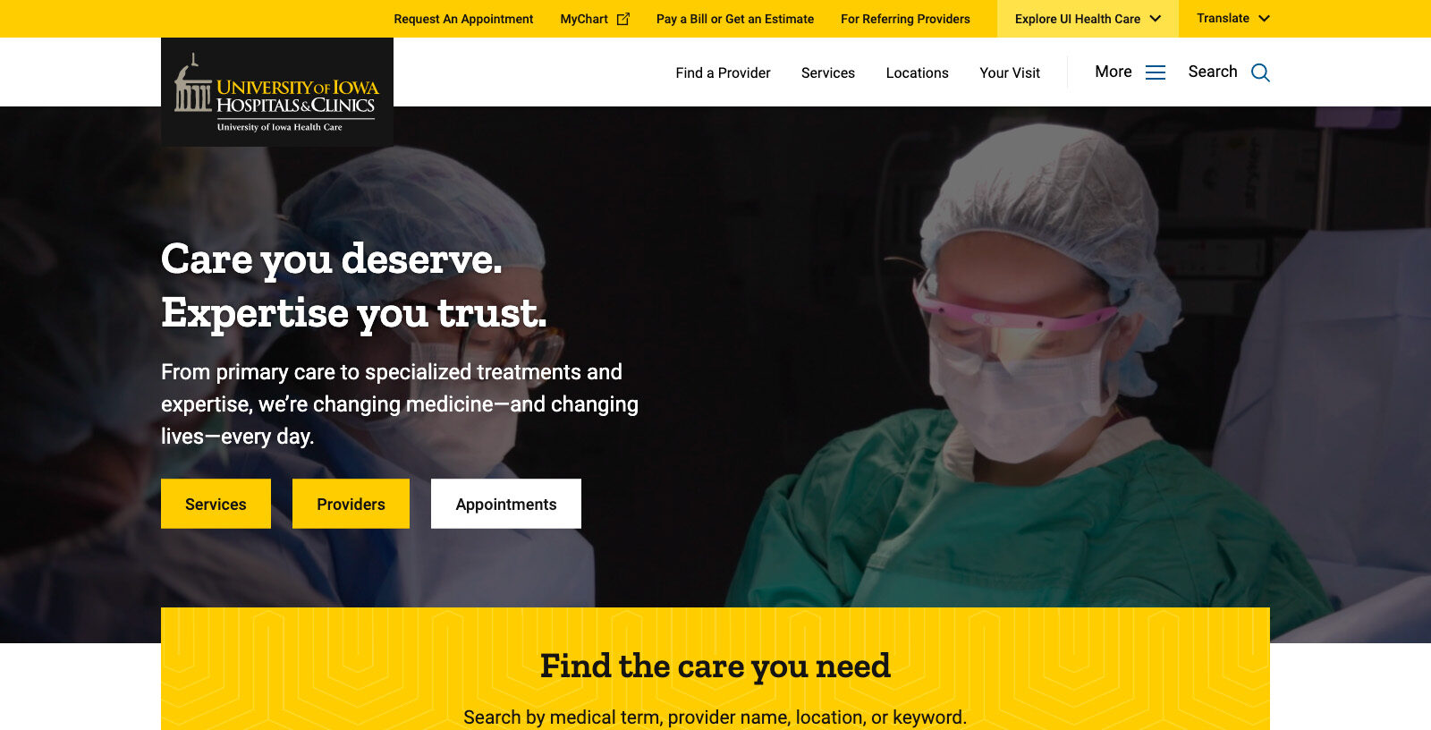 University of Iowa Hospitals & Clinics homepage