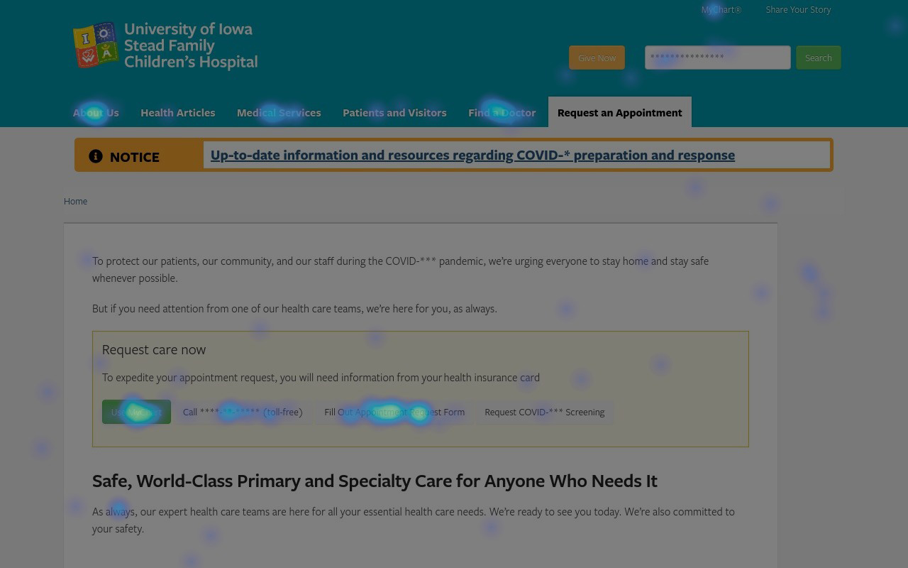 UI Childrens Request an Appt Click Desktop
